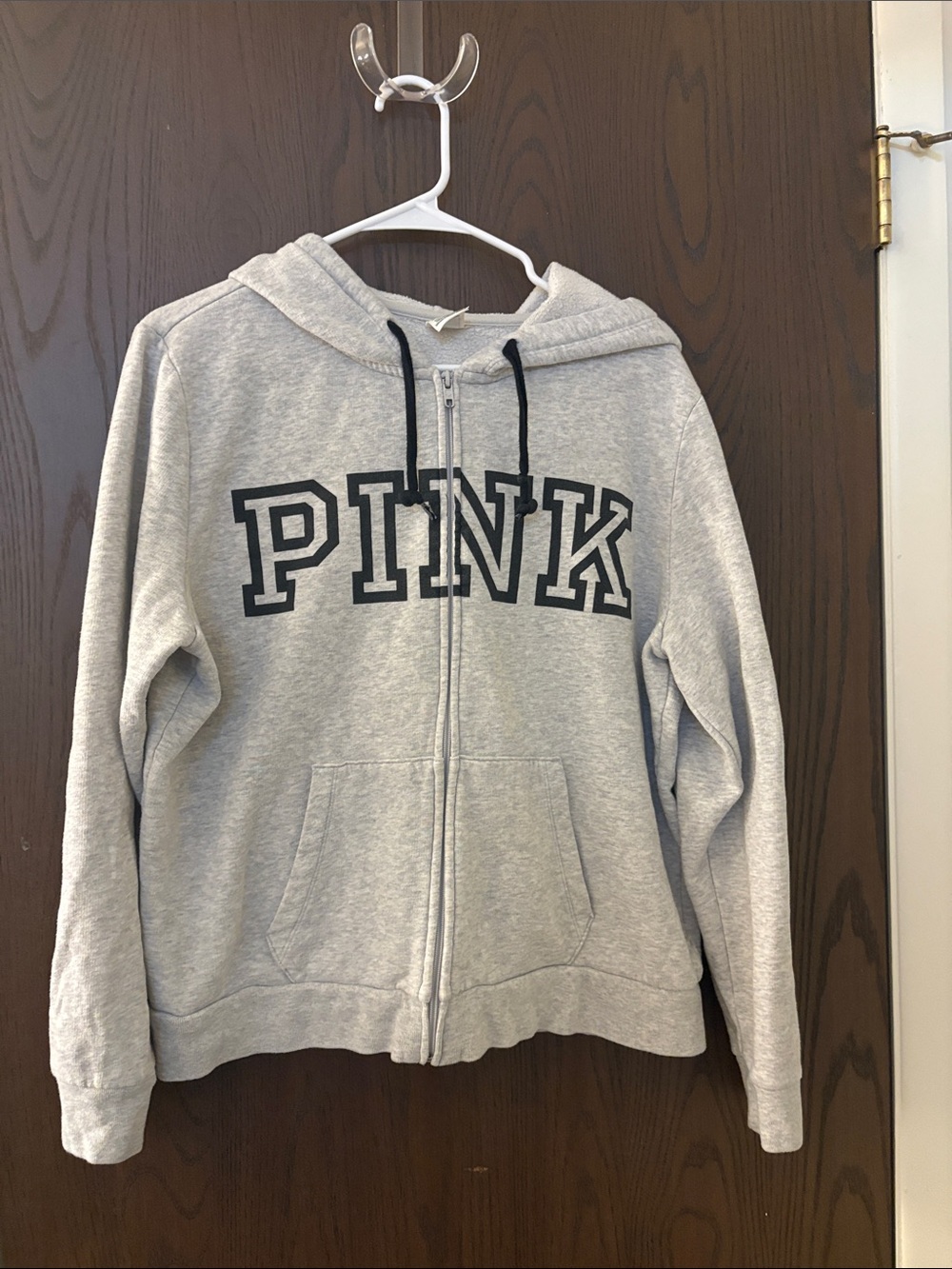 PINK Victoria's Secret Gray Full-Zip Hoodie with Logo
